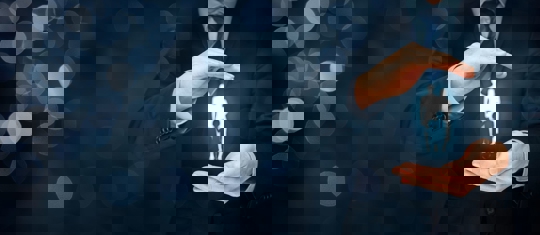 man in suit with a virtual family