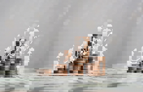 money coins and graph